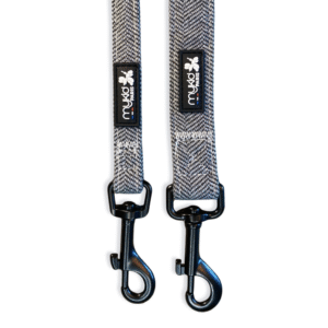 Laisse en tweed gris anthracite Collection Gaspard pour chien – Mykid Paris